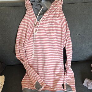 Striped Pink and Gray Hoodie